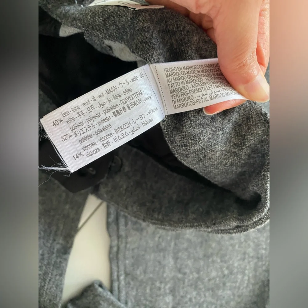 Zara Wool Blend Wide Leg Mid Rise Pants ZW Collection Gray Marl size XS NWT - Picture 15 of 16